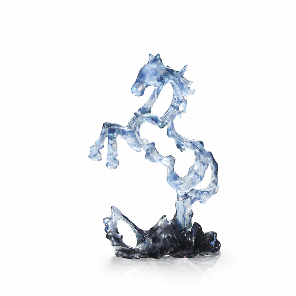 Rearing Hollow Horse Sculpture - Smoke Blue