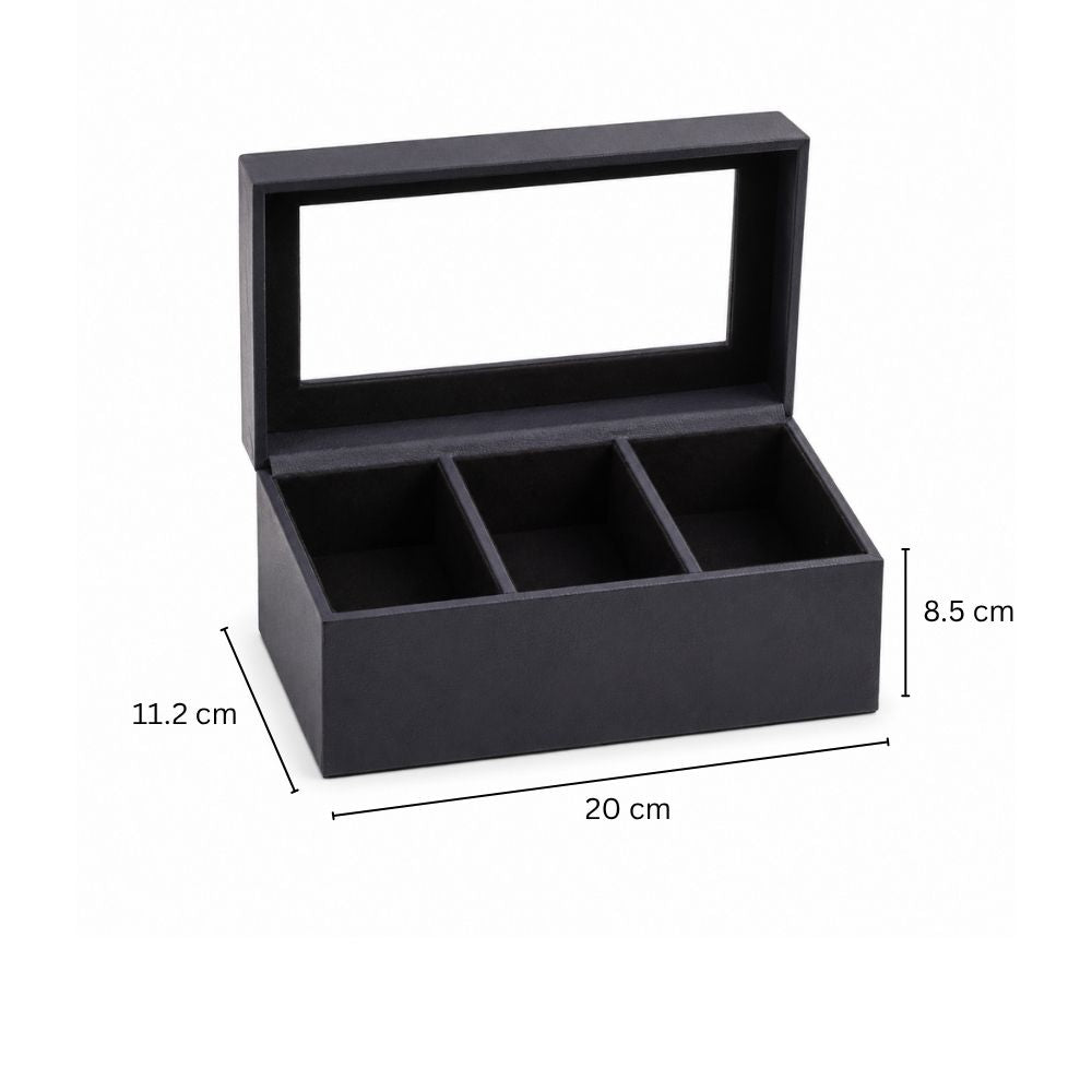 Reco 3-piece Leather Watch Box - Navy
