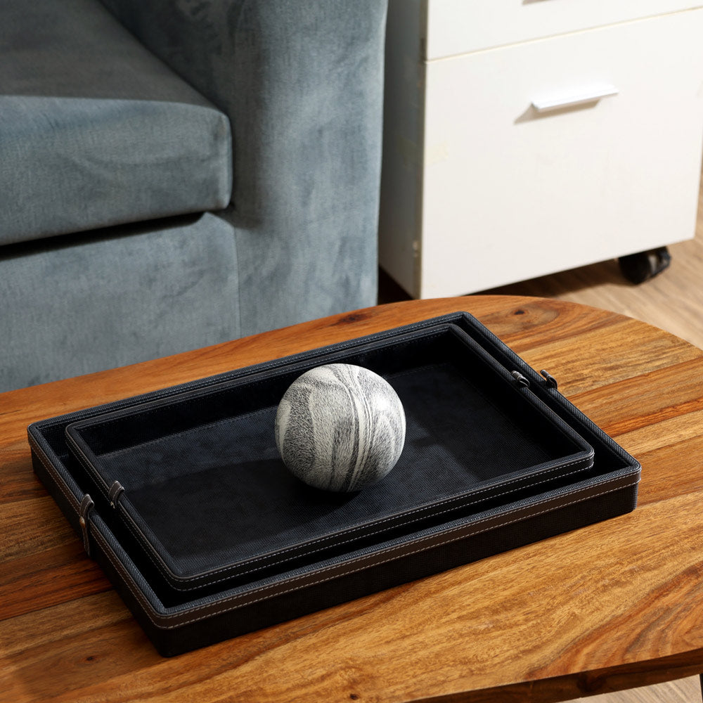 Devon Decorative Trays, Set of 2 - Black