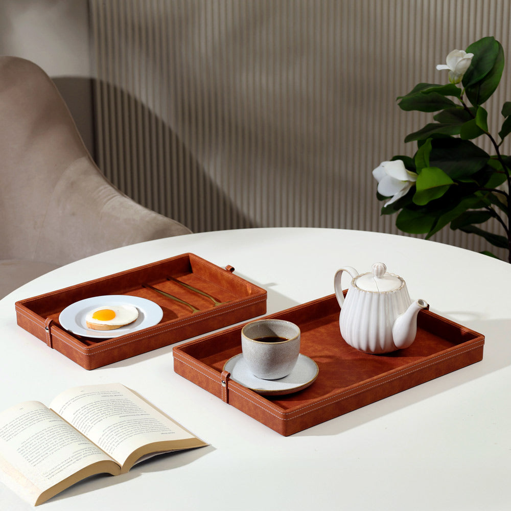 Devon Decorative Trays, Set of 2 - Umber