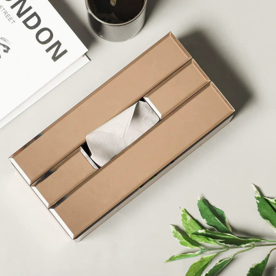 Rectangular Mirror Tissue Box Holder - Bronze