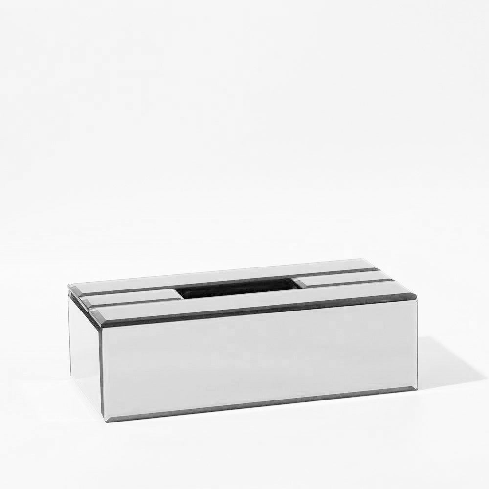 Rectangular Mirror Tissue Box Holder - Silver