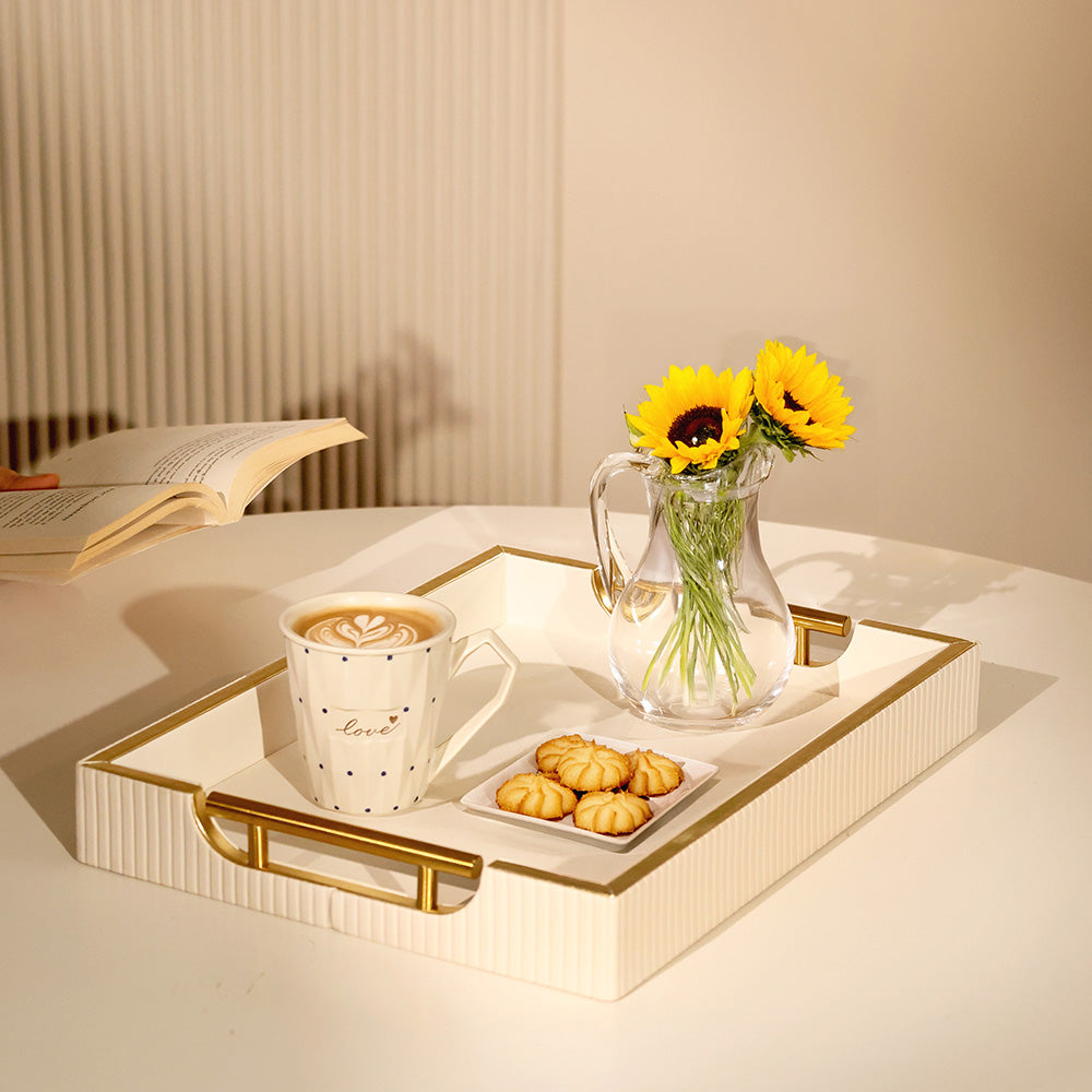 Alden Serving Tray - Ivory & Gold
