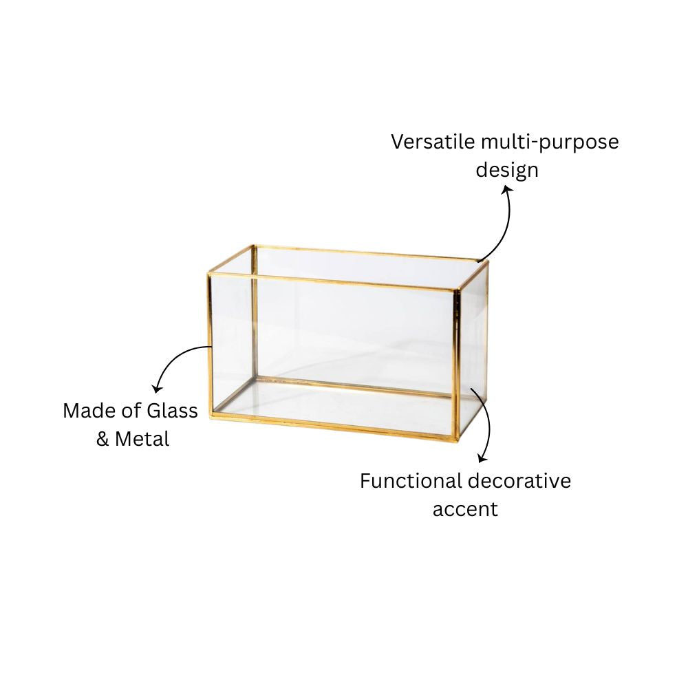 Rectangular Glass Box Medium - Gold