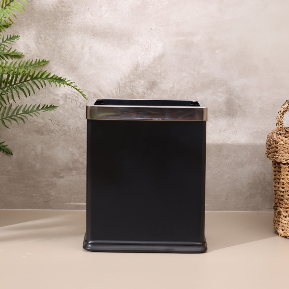 Rectangular Waste Bin 10L - Black & Steel