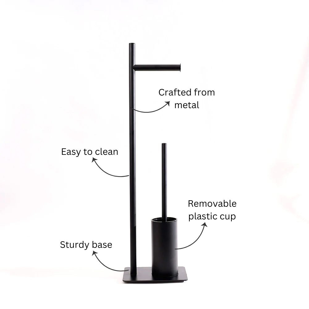 Reed Toilet Brush and Roll Holder - Black