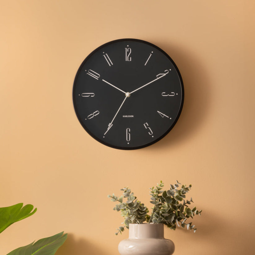 Regal Numbers Wall Clock 30cm - Black