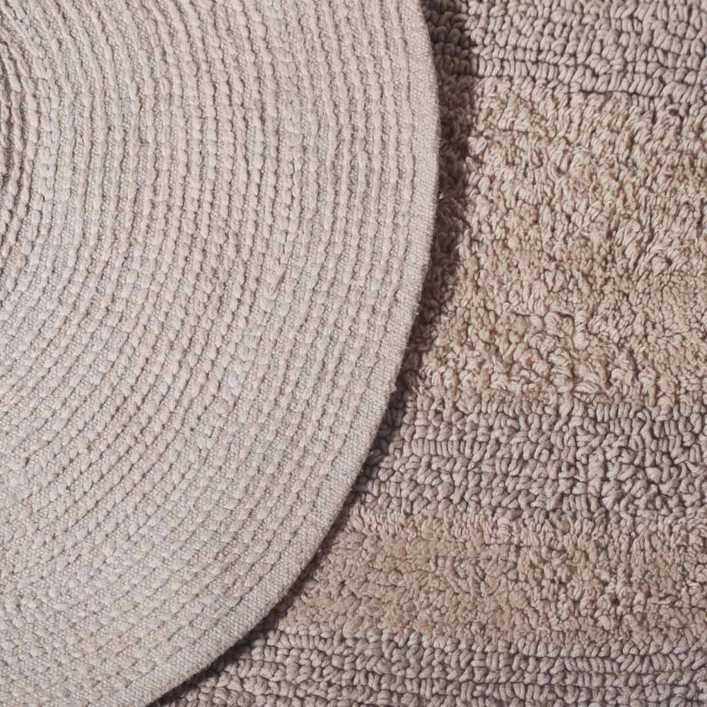 Regency Striped Oval Loop-Tufted Bathmat - Beige