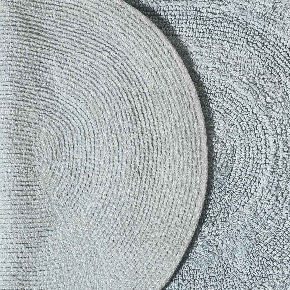 Regency Striped Oval Loop-Tufted Bathmat - Light Blue