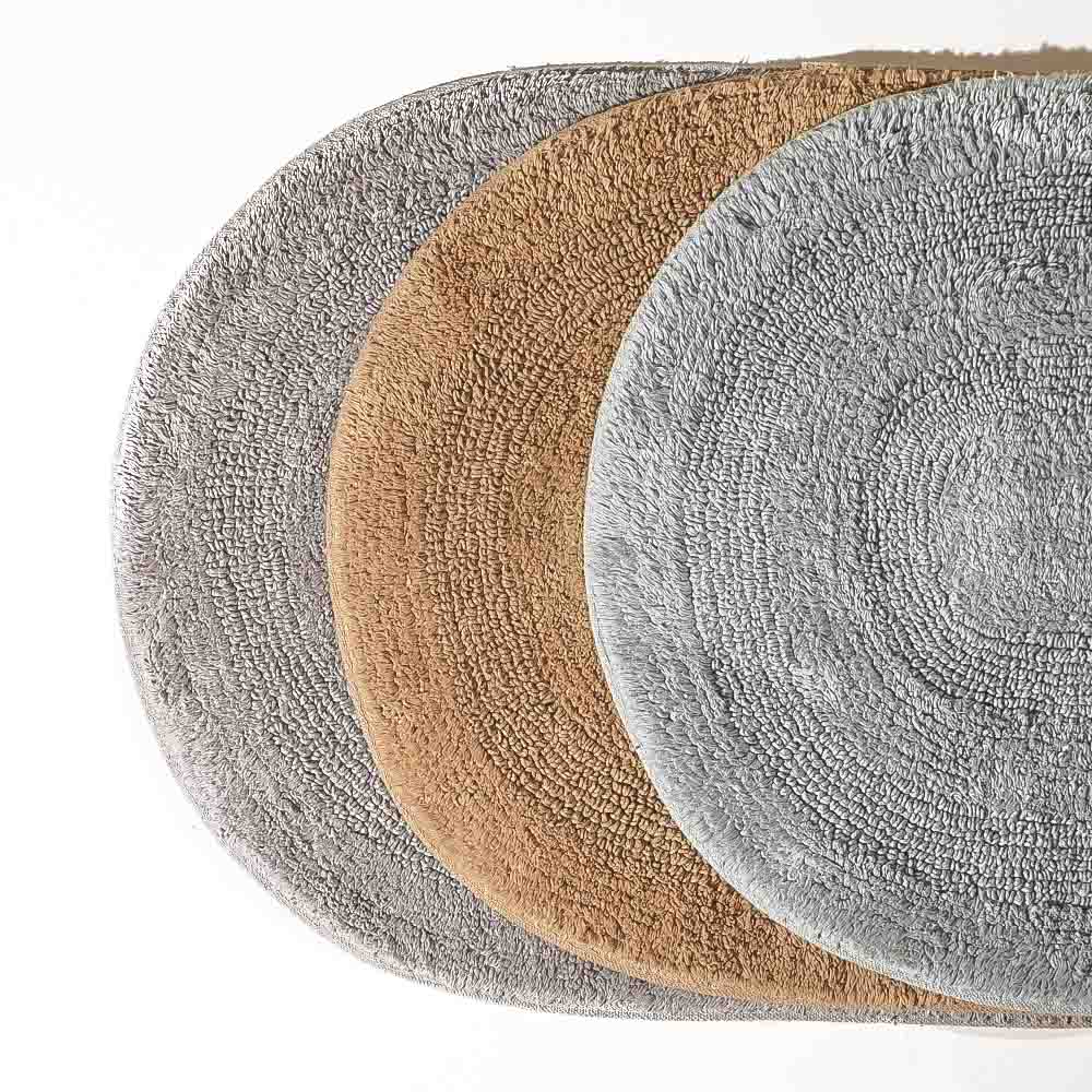 Regency Striped Oval Loop-Tufted Bathmat - Light Blue