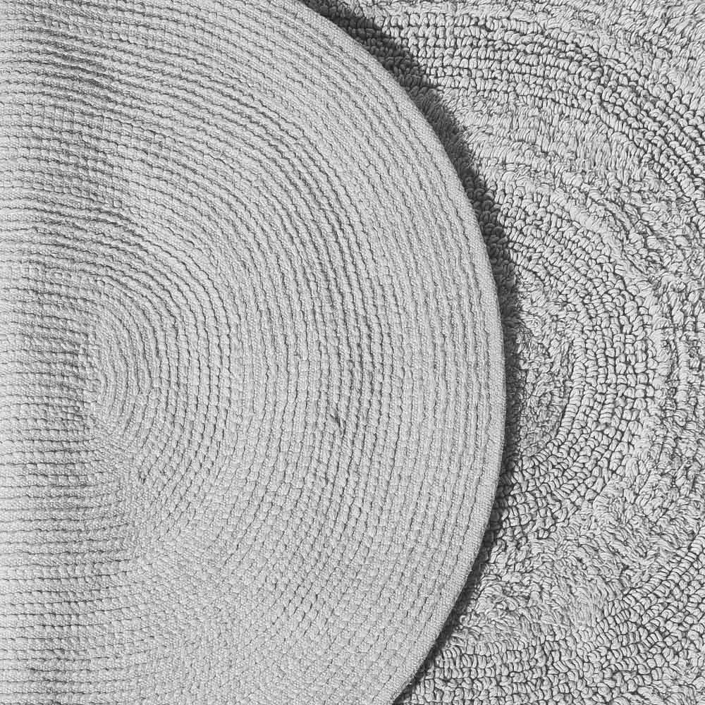 Regency Striped Oval Loop-Tufted Bathmat - Pebble Grey