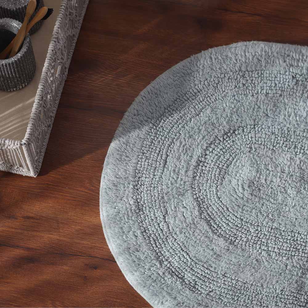 Regency Striped Oval Loop-Tufted Bathmat - Light Blue