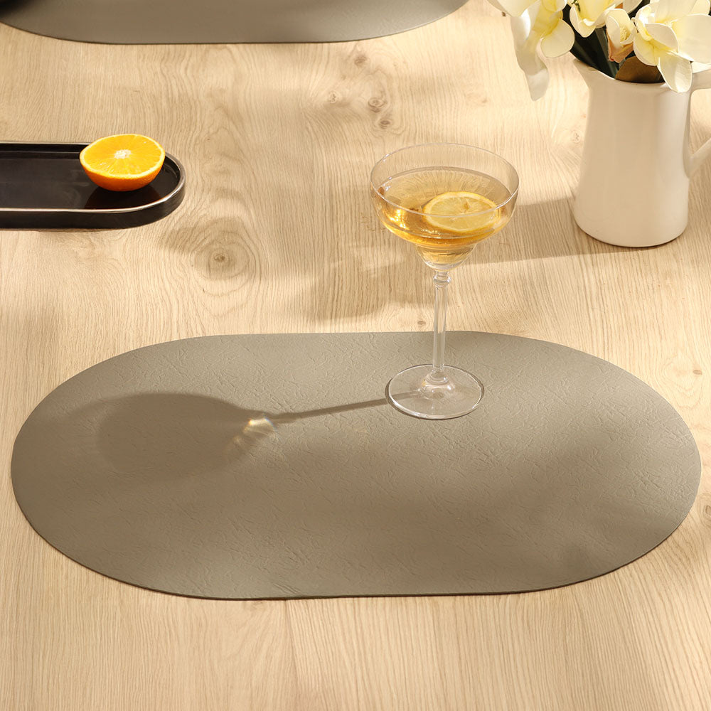Relevo Curved Faux Leather Placemats, Set of 2 - Lava