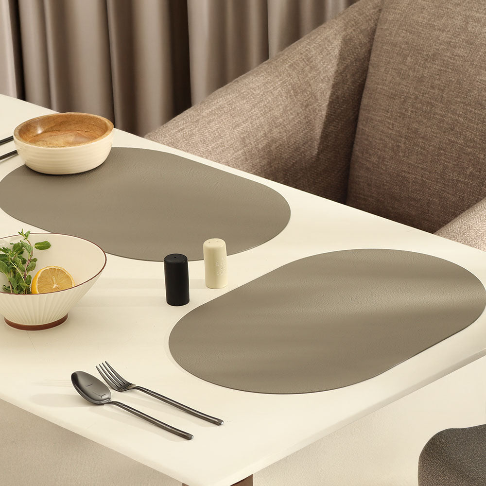 Relevo Curved Faux Leather Placemats, Set of 2 - Lava