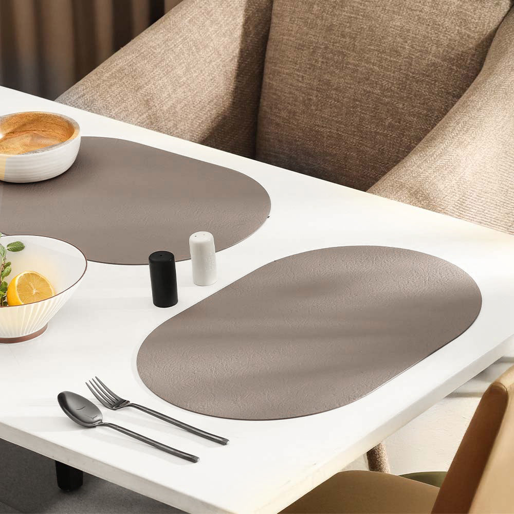 Relevo Curved Faux Leather Placemats, Set of 2 - Firewood