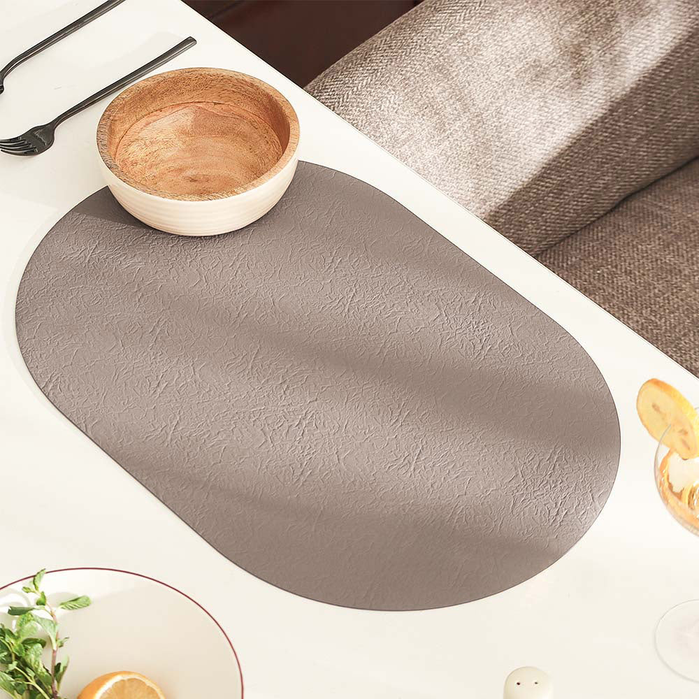 Relevo Curved Faux Leather Placemats, Set of 2 - Firewood