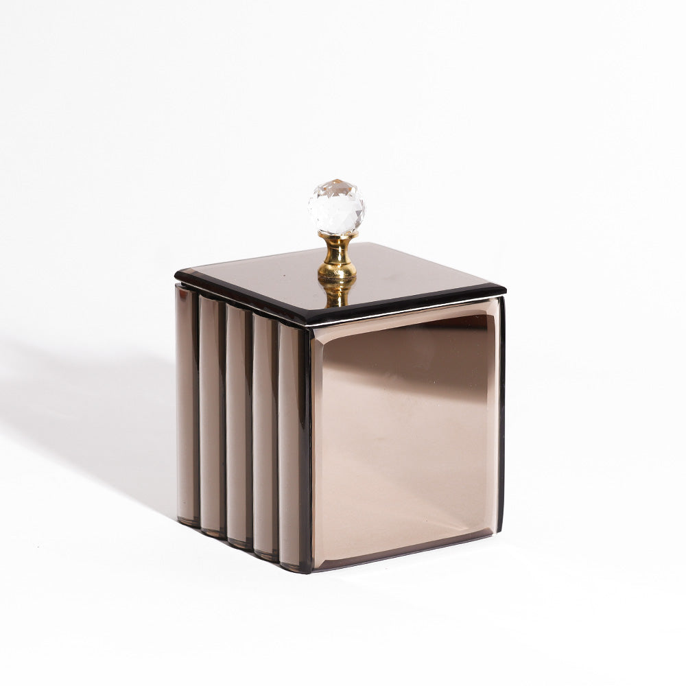Rena Glass Storage Jar - Metallic Bronze