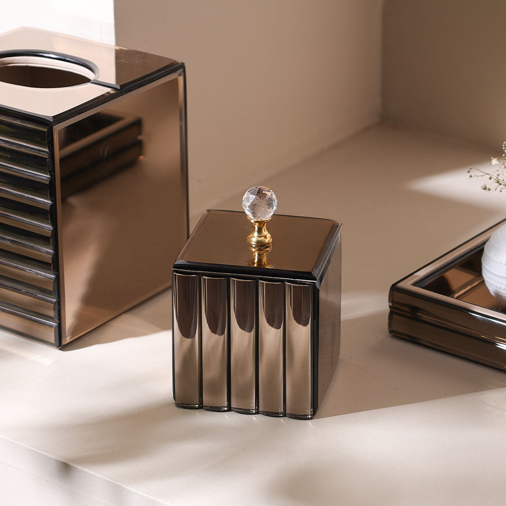 Rena Glass Storage Jar - Metallic Bronze