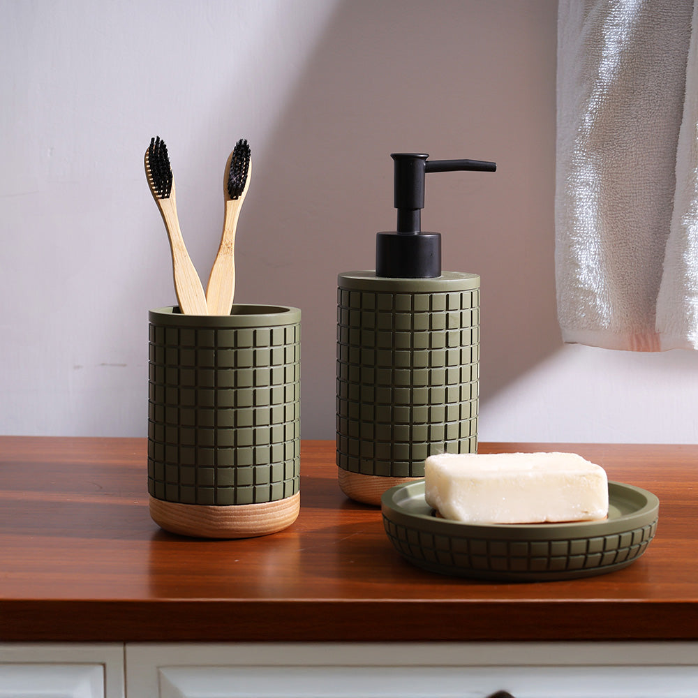 Aiko 3-piece Bathroom Set - Olive Green