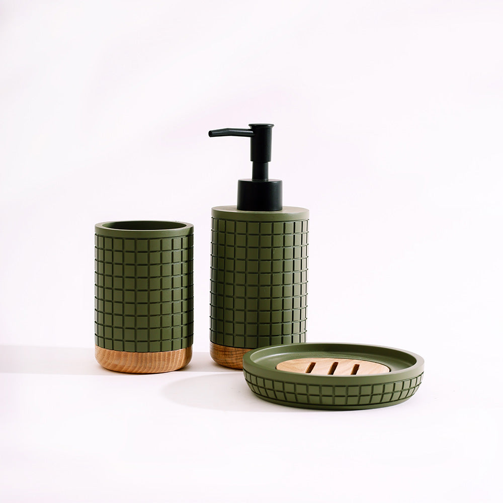 Aiko 3-piece Bathroom Set - Olive Green