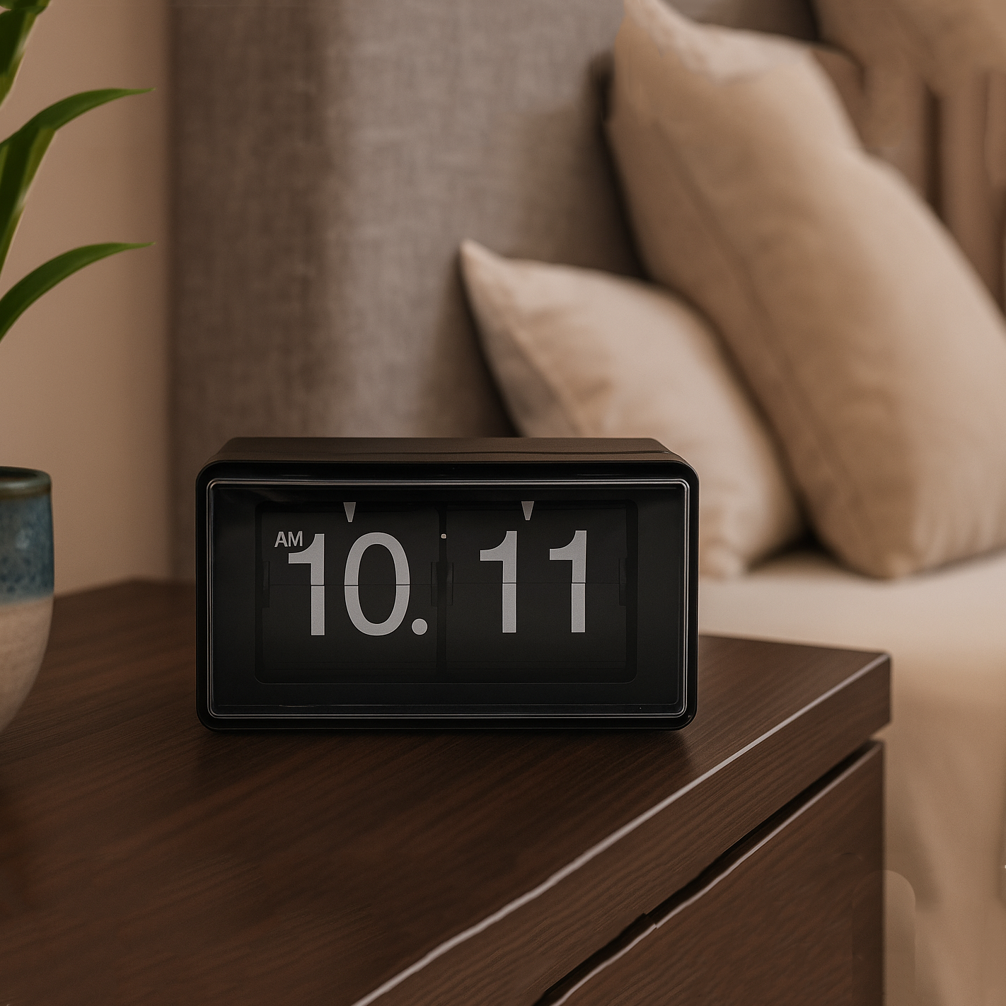 Retro Boxed Flip Table Clock - Black