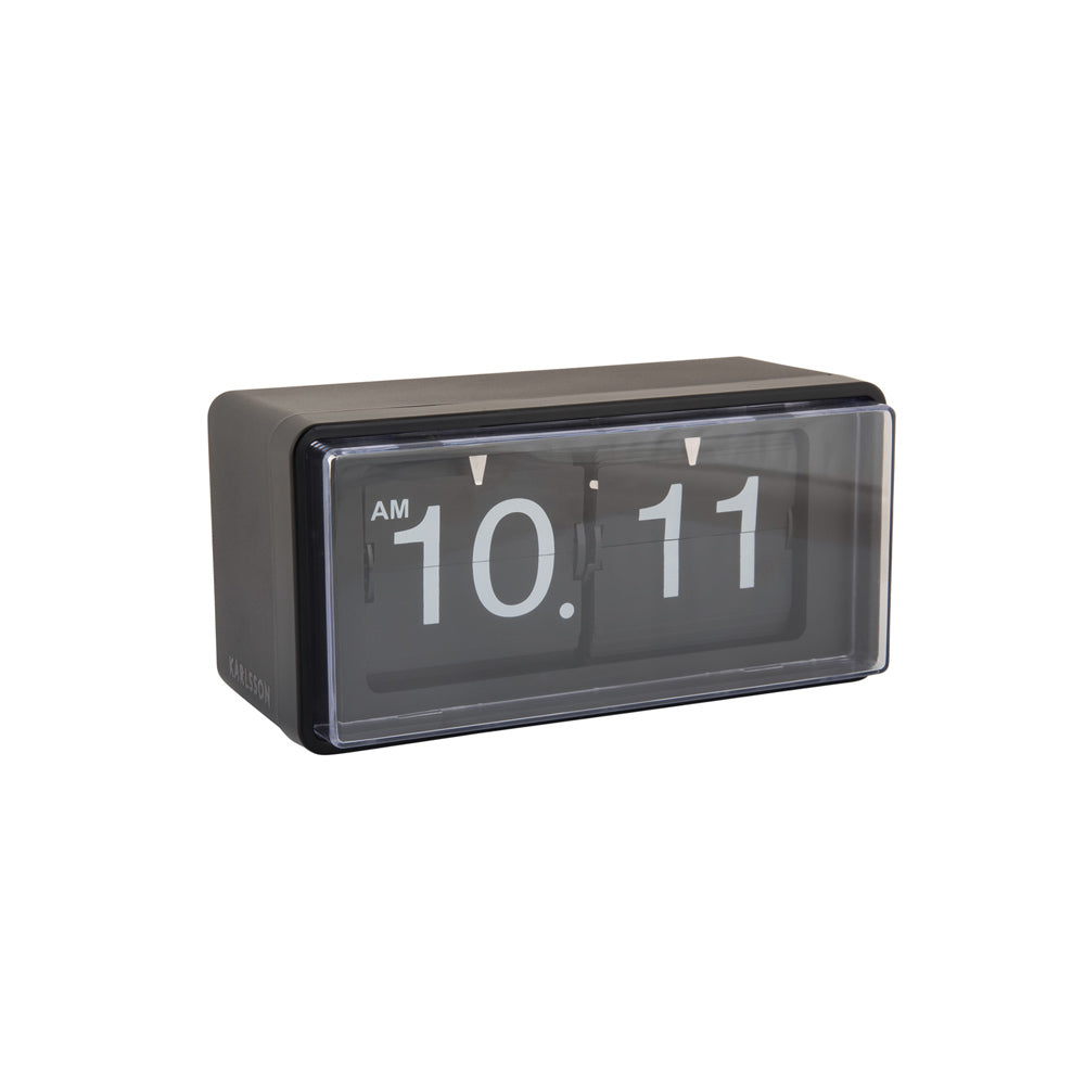 Retro Boxed Flip Table Clock - Black