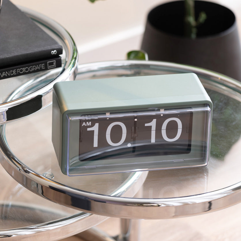 Retro Boxed Flip Table Clock - Jungle Green