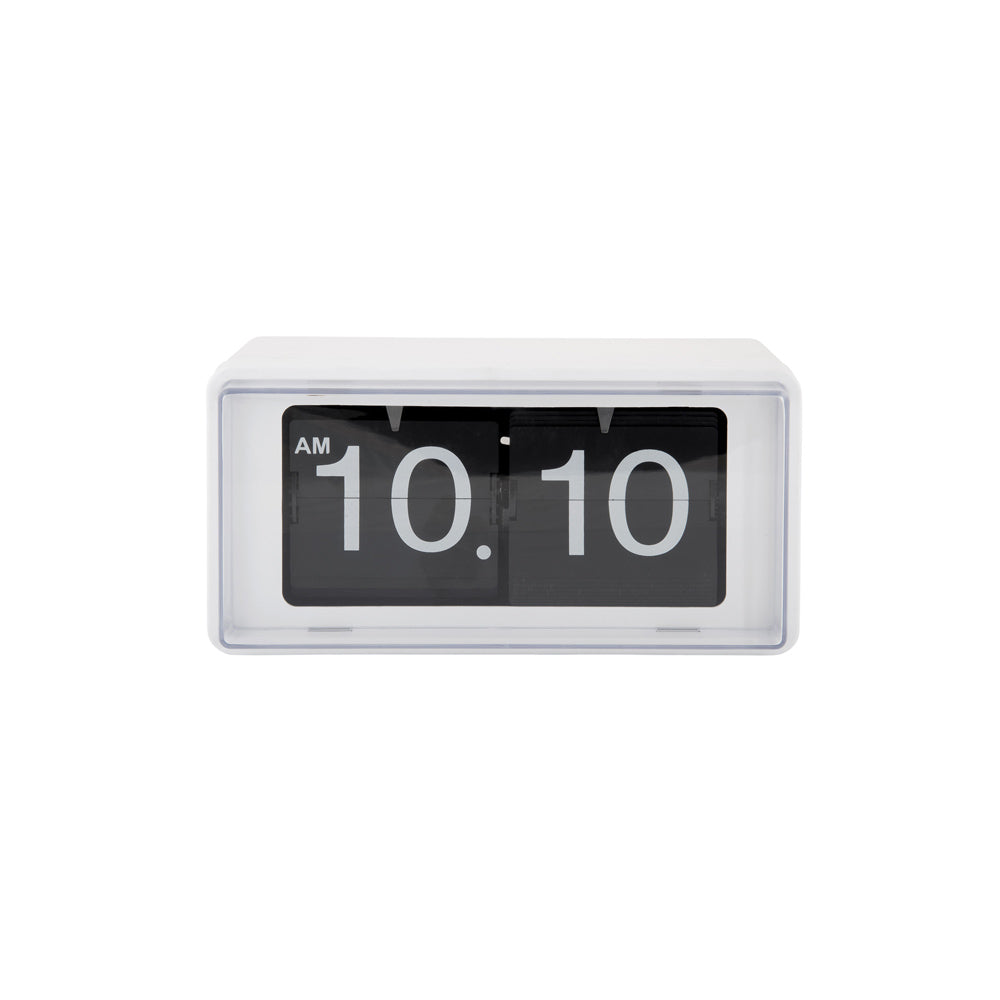 Retro Boxed Flip Table Clock - White