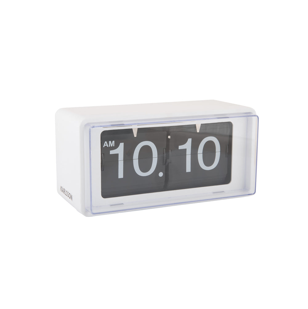Retro Boxed Flip Table Clock - White