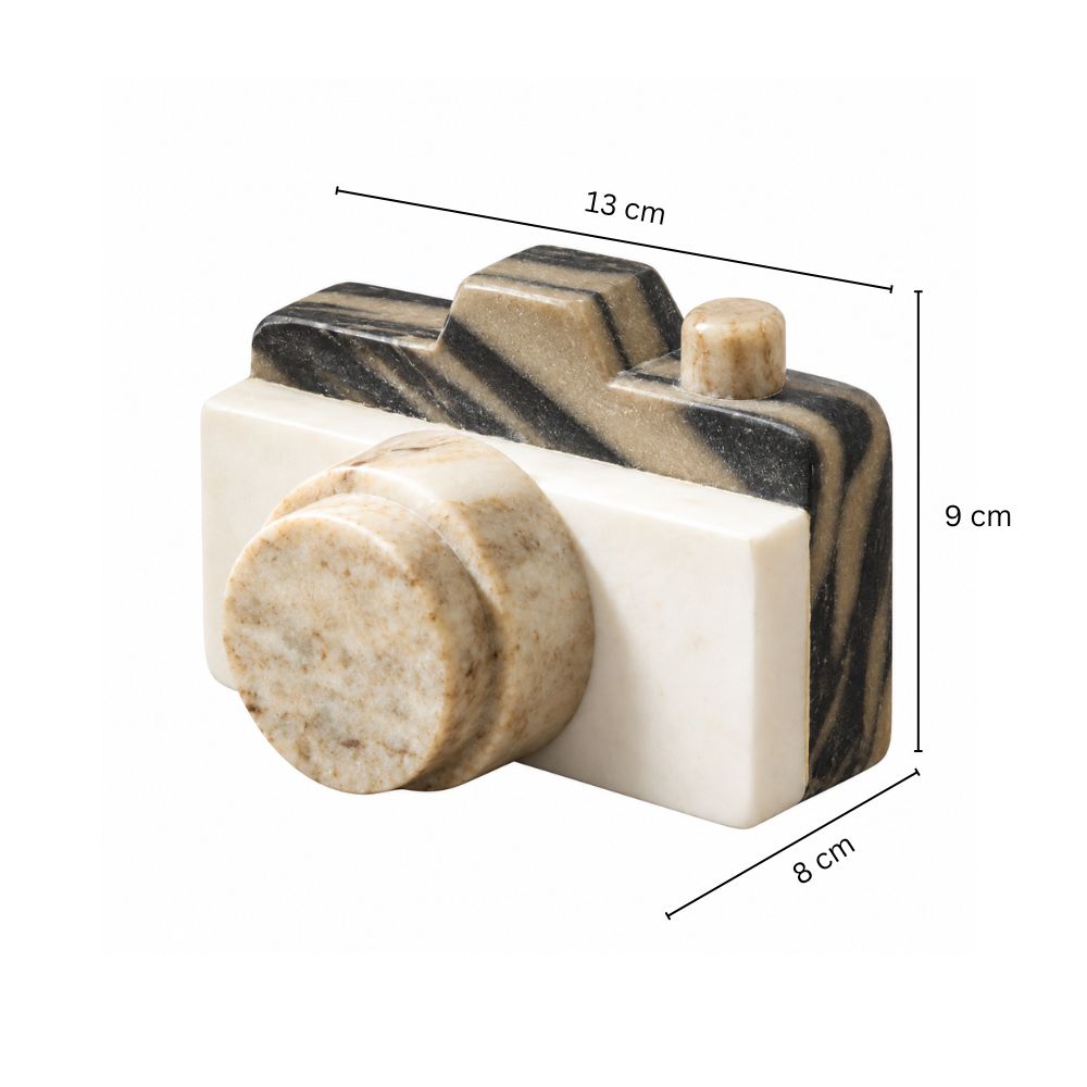 Retro Camera Marble Sculpture - Monochrome