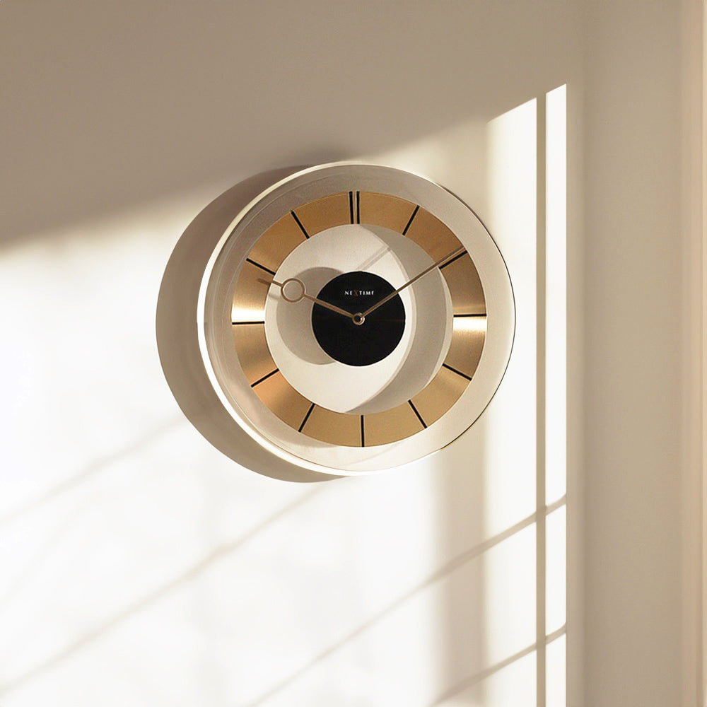 Retro Glass Wall Clock 31cm - Gold