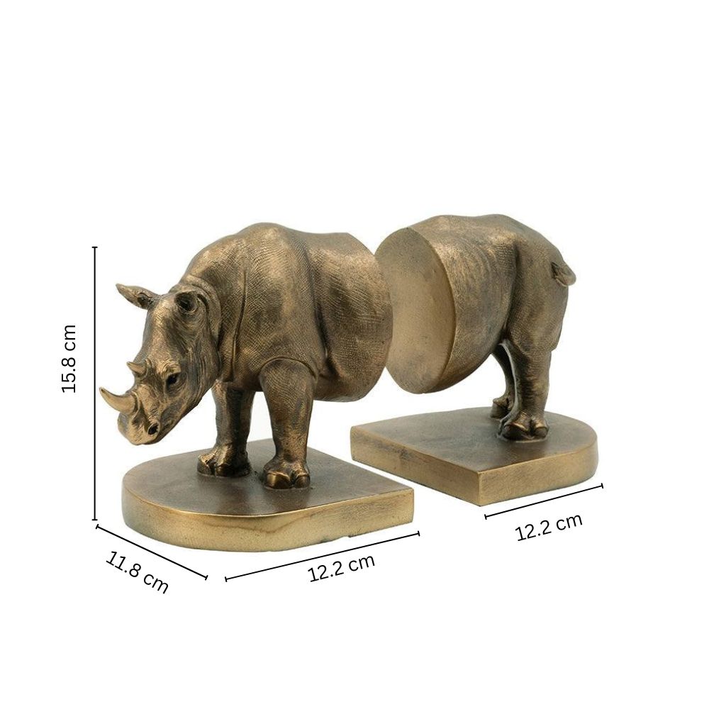Rhino Bookends, Set of 2 - Bronze