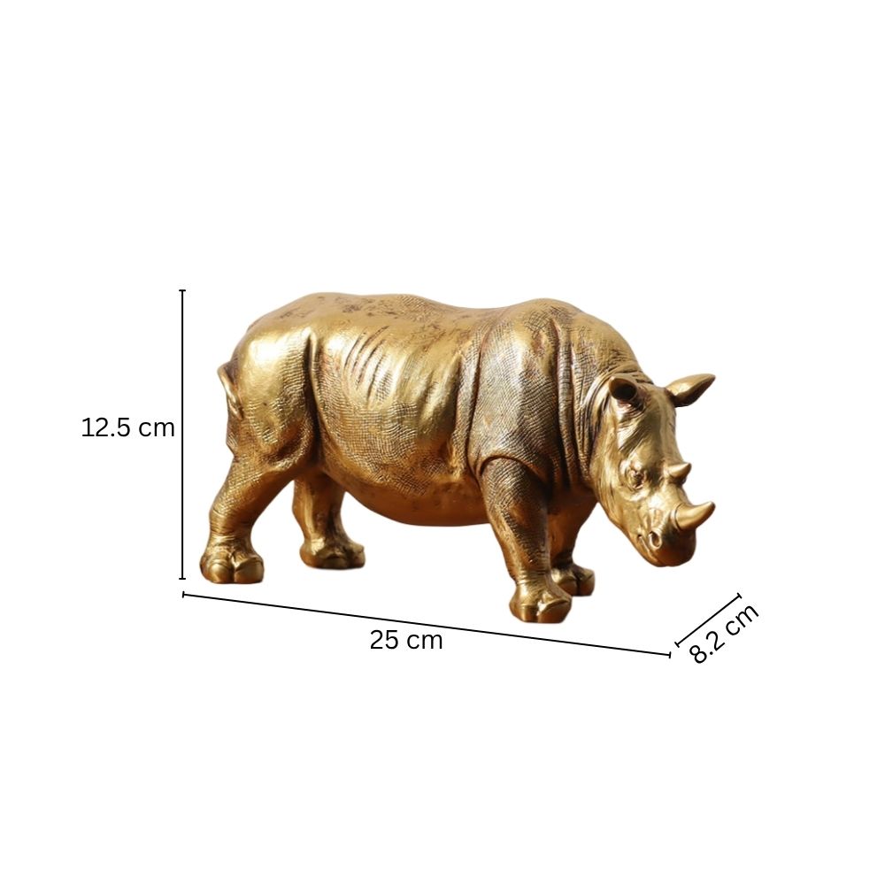 Rhinoceros Decorative Sculpture - Rough Gold