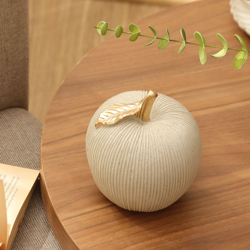 Ribbed Apple Sculpture - Grey & Rose Gold