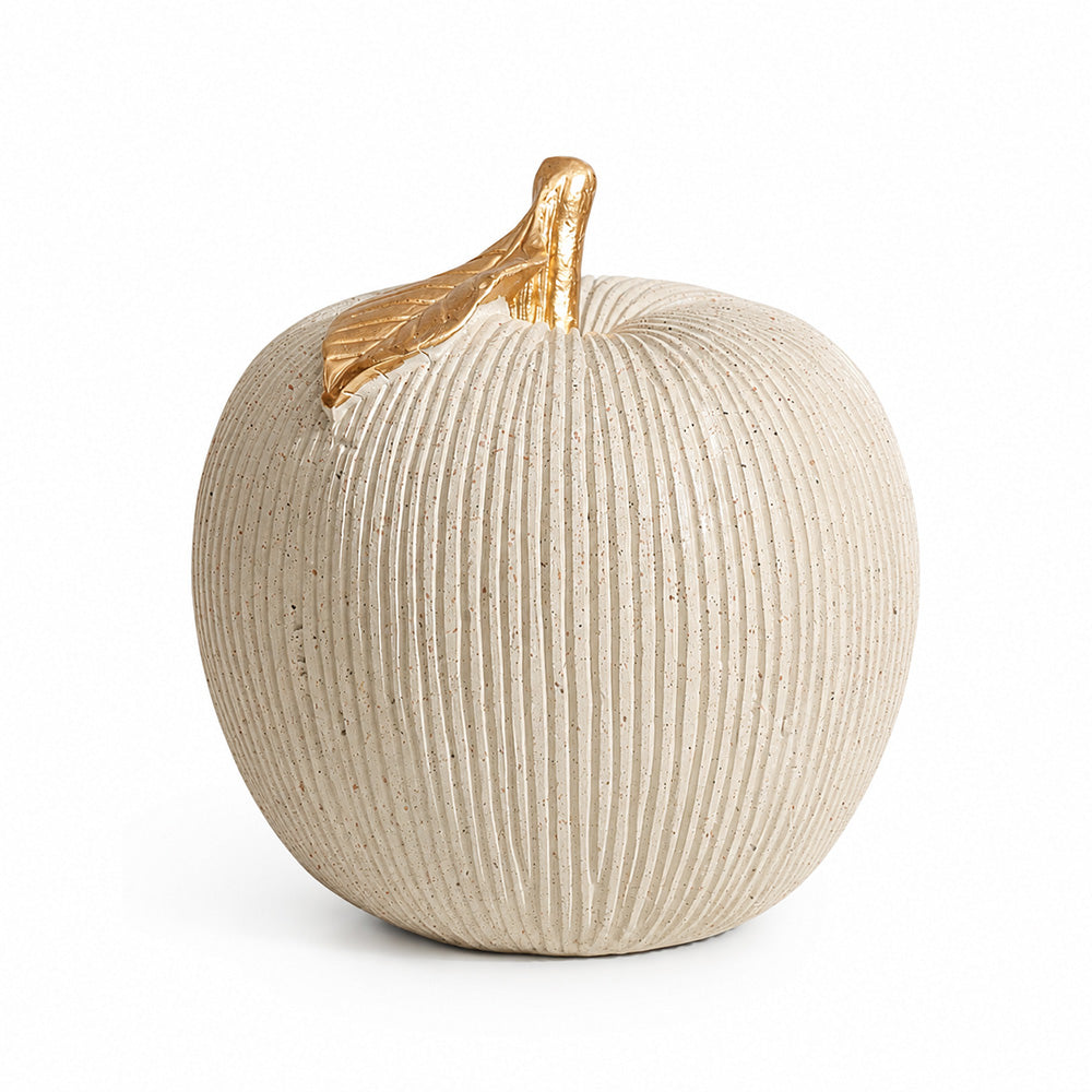 Ribbed Apple Sculpture - Grey & Rose Gold
