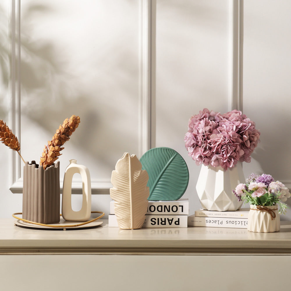 Ribbed Ceramic Vase - Taupe