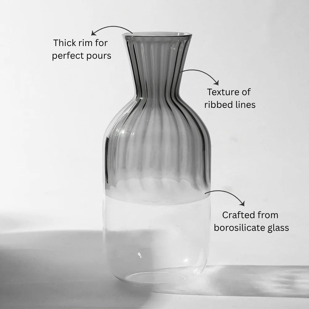 Ribbed Glass Carafe - Shaded Grey