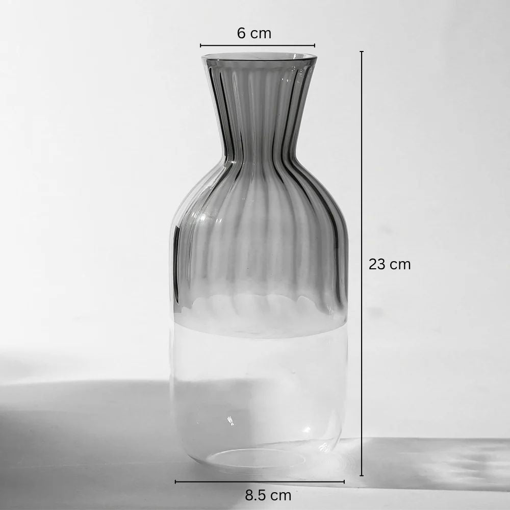 Ribbed Glass Carafe - Shaded Grey