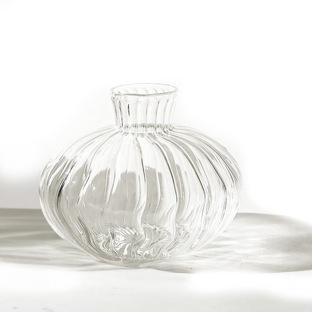 Ribbed Glass Vase Small - Clear