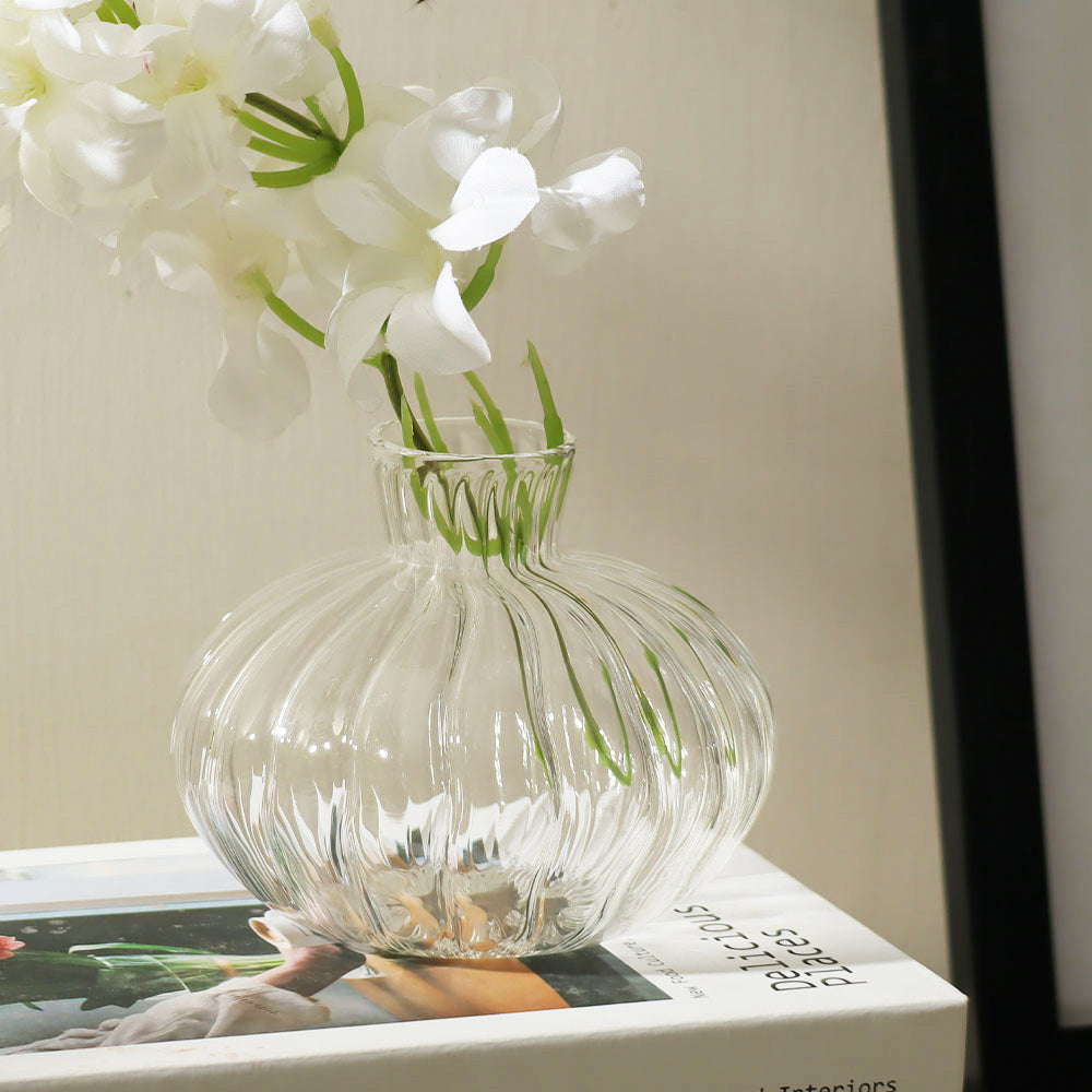 Ribbed Glass Vase Small - Clear