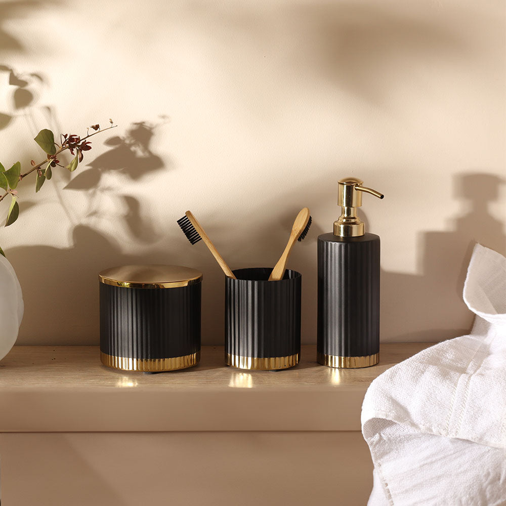 Ribbed Soap Dispenser - Black Gold