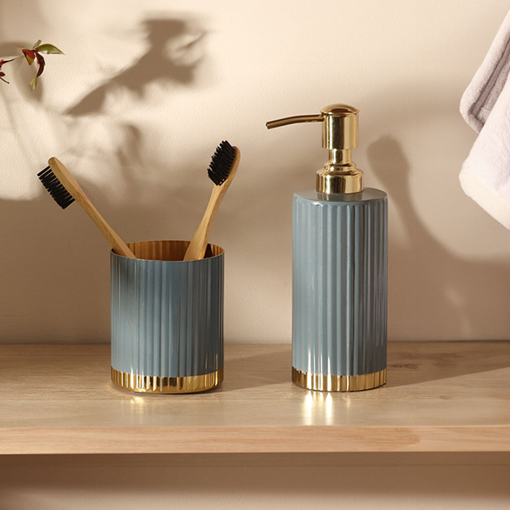 Ribbed Soap Dispenser - Grey Gold