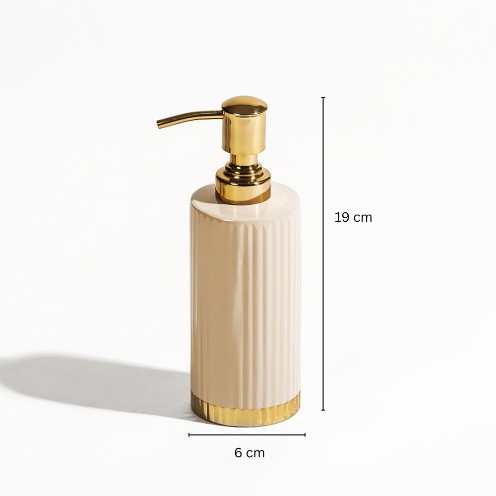 Ribbed Soap Dispenser - Taupe Gold