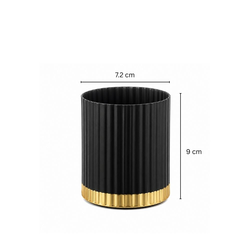 Ribbed Toothbrush Tumbler - Black Gold