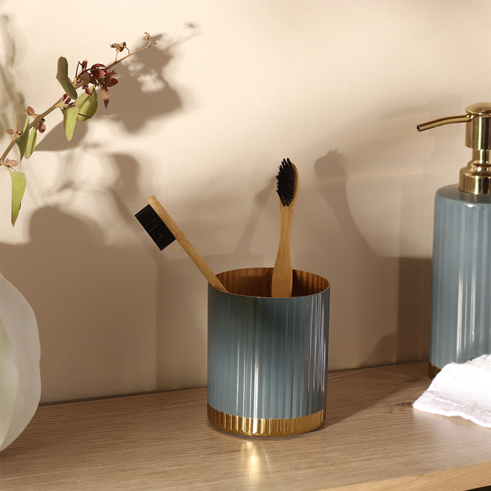 Ribbed Toothbrush Tumbler - Grey Gold