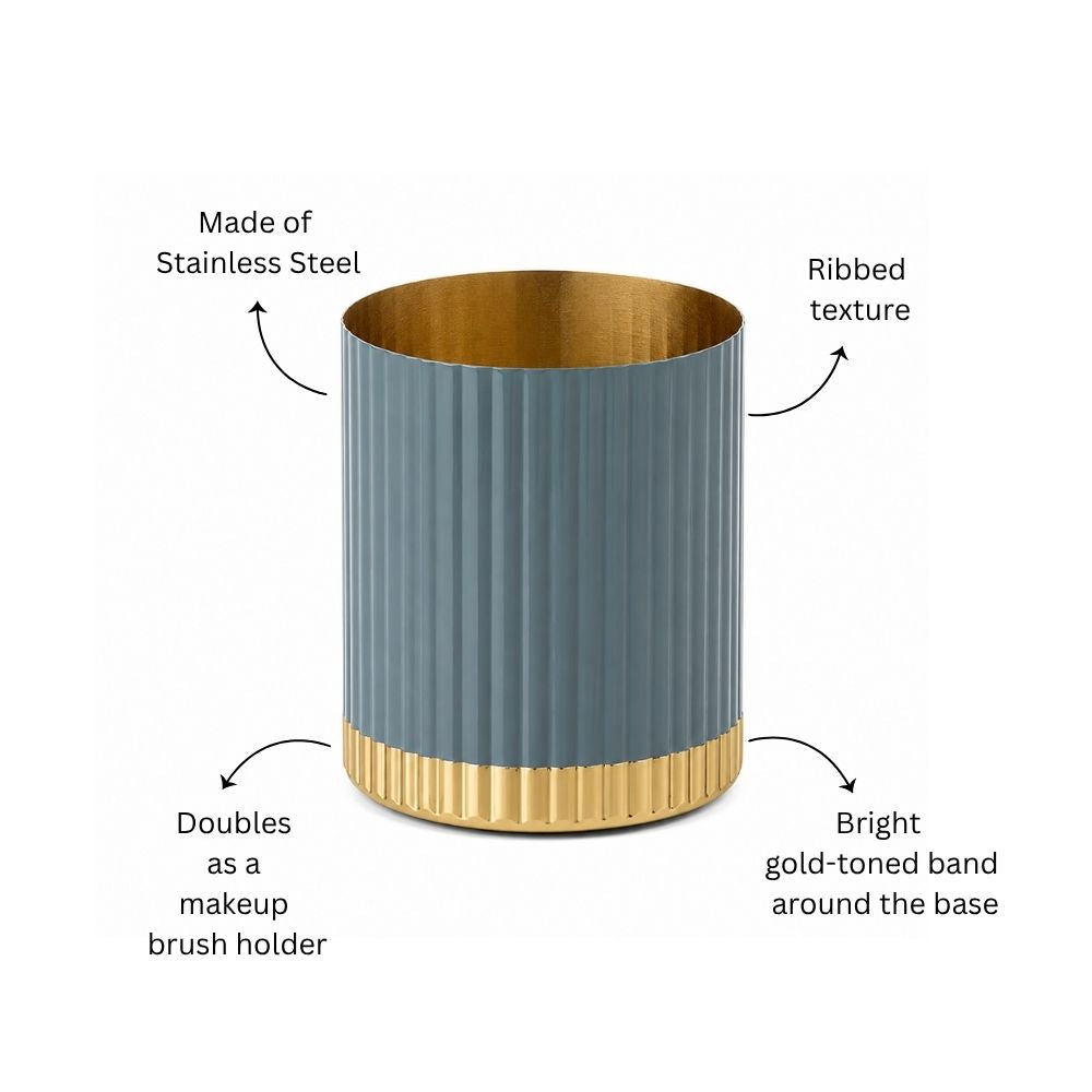 Ribbed Toothbrush Tumbler - Grey Gold