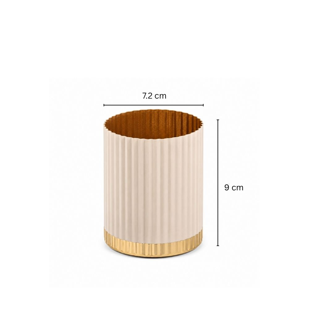 Ribbed Toothbrush Tumbler - Taupe Gold