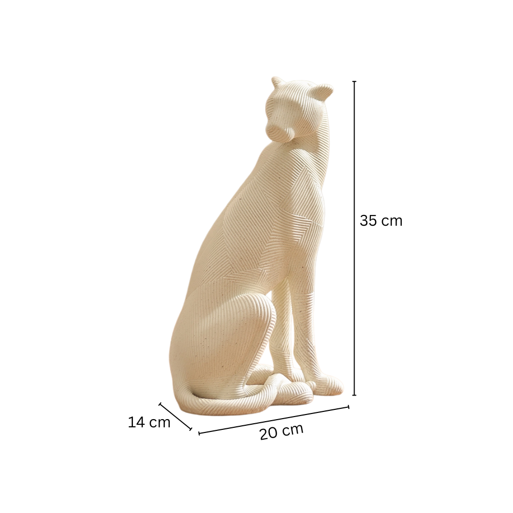 Ribbed Alert Cheetah Sculpture Large - Speckled Grey