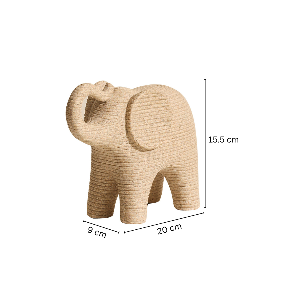 Ribbed Elephant Sculpture Medium - Taupe