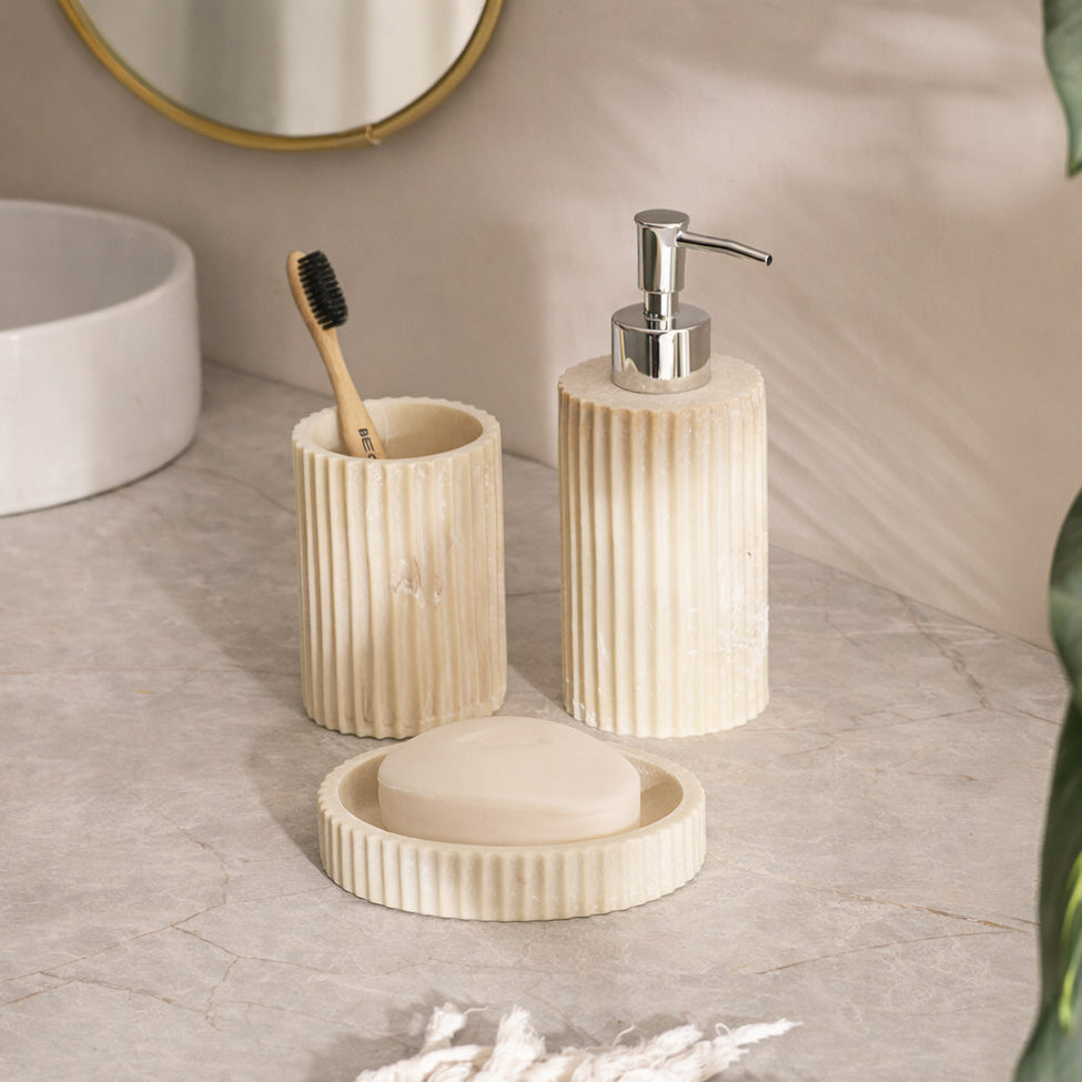 Ridge 3-piece Bathroom Set - Marbled Ivory